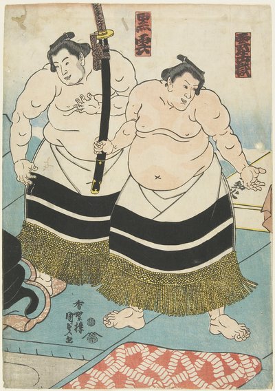 Die Ringer Unjo_dake und Kurokumo, 1843-1847 von Utagawa Kunisada